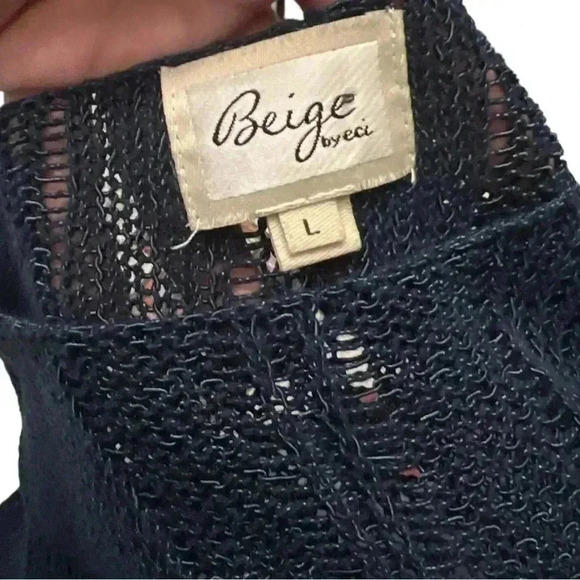 Open knit long sleeve tunic mini dress sweater size L *flaw* - Picture 5 of 5